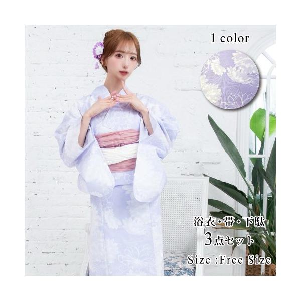 GRAXIA（グラシア） 浴衣3点セット 浴衣 帯 鼻緒下駄 3点セット大ぶり