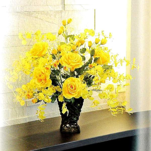 お手入れ不要!置くだけでお部屋の空気や見えない菌を浄化する光触媒フラワーアレンジ金運呼び込むイエローフラワー!人に優しく喜ばれるフラワーギフト!お部屋や廊下のアクセントとして、またオフィスやお店のエントランスにおススメしたい「人工植物・光触...