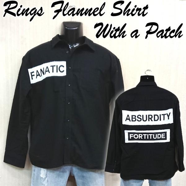 Ringsワッペン付ネルシャツ メンズ 長袖 カジュアルシャツ ブラック 起毛シャツ シャツジャケ アウターシャツ リングス おすすめ Rng プレミアムポニー 通販 Yahoo ショッピング