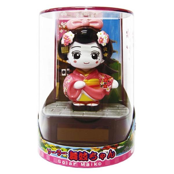 動く人形 日本土産 舞子さん (電池不要！ソーラートイ 「舞子ちゃん（桃）」) インバウンド おもちゃ 外国人人気 ギフト フィギュア 動くマスコット