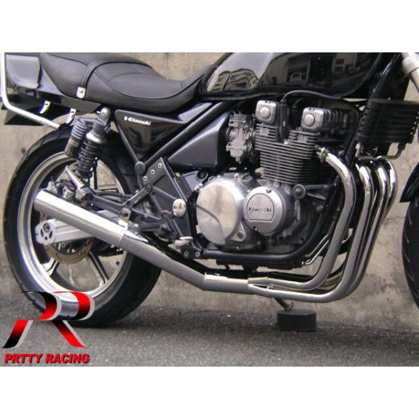 プリティー KAWASAKI ゼファー400 /χ ショート管 〜 70π メッキ マフラー フランジ有