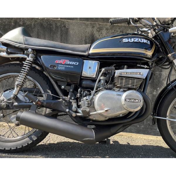 プリティー SUZUKI GT380 太鼓管 マフラー ブラック : PRETTYRACING