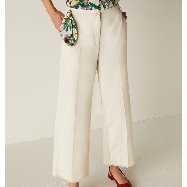 marella ホワイトpantsフリンジ 