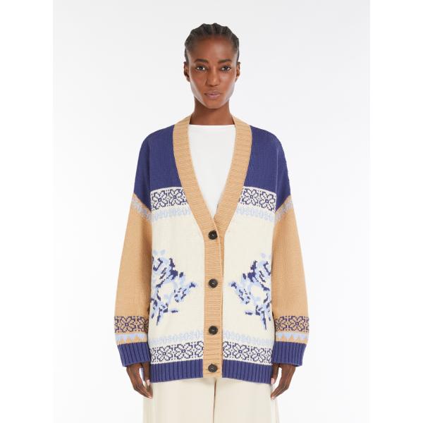 【セール40%OFF】MAX MARA WEEKEND レディースコットン 長袖カーディガン Vネック `ネイビー` HENRY-CARDIGAN