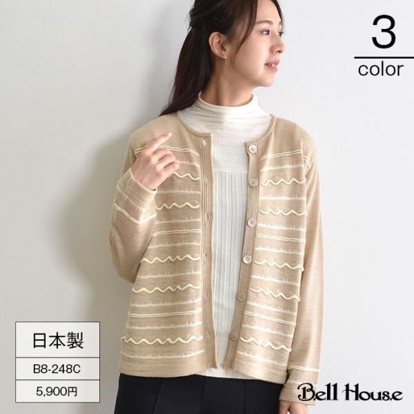 大人可愛いピンタック柄丸首長袖ニットカーディガン N プリティウーマン 通販 Yahoo ショッピング