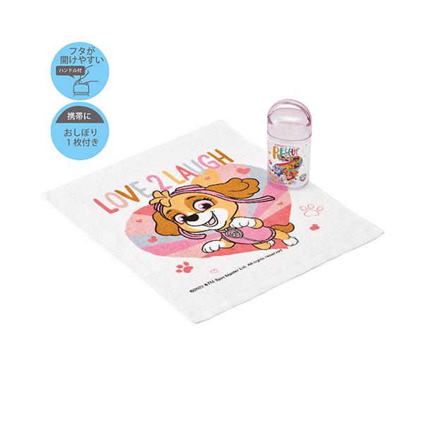 大人気パウパトロールのおしぼり&amp;ケースセットです。行楽や普段使いに便利なおしぼりとケースのセット。おしぼりは薄手で小さなお子様にも扱いやすそうです。開けやすいように持ち手が付いたクリアな透明素材のケースがかわいいよ☆おしぼりを凍らせ...