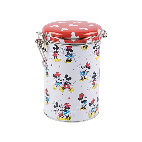 ミッキー ＆ ミニー 円筒型 キャニスター ブリキ 缶 ( ホワイト