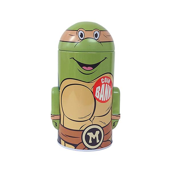 ミュータント タートルズ 缶 貯金箱 ( ミケランジェロ ／ オレンジ