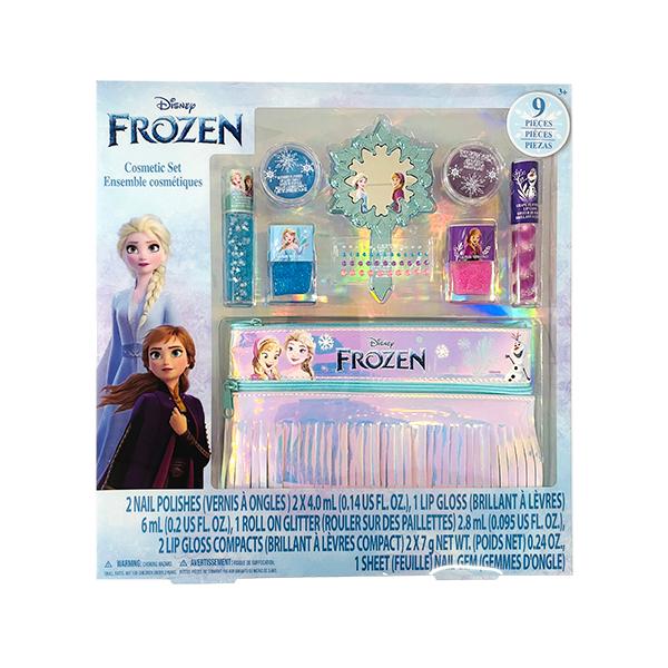 アナと雪の女王 フリンジポーチ付き コスメティック セット 9ピース 18875 キッズコスメ ネイル マニキュア リップ グロス グリッター フラットポーチ 輸入品