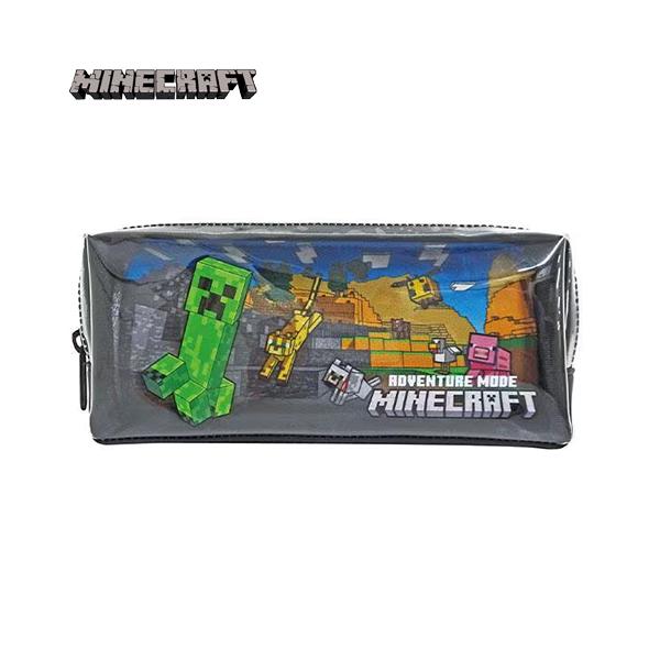 マインクラフト レイヤードポーチ 21151 ペンポーチ ペンケース 筆箱 ジッパー クリア ブラック 文具 文房具 マイクラ Minecraft
