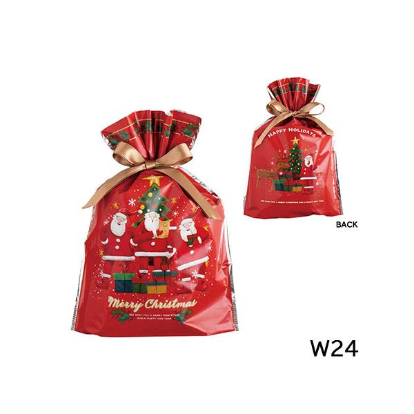 クリスマスラッピング 袋 リボン付きギフトバッグ ( ゆかいな