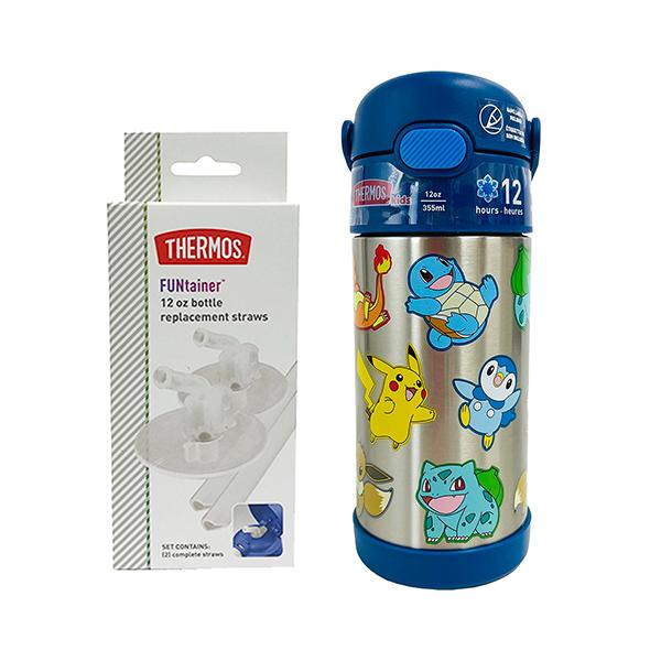 サーモス ポケモン マリオ 水筒 まとめ購入 THERMOS 12oz 355 サーモス ストローボトル 替えストロー セット ( スーパーマリオ