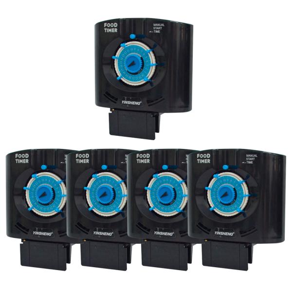 魚用　水槽フードタイマー 5個セット最大6回、給餌時間を指定する事が出来る自動給餌機30分単位で設定可能で、1個につき設定ピンは6個付属使用方法は、現在時間を手動で秒針の所の青いつまみを回して合わせて設定（回転）したい時間の所にピンを挿して...