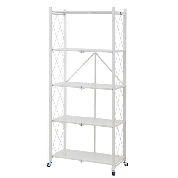 ■折りたたんで収納可能折り畳み式で、使用しないときは家具の隙間やクローゼットなどで収納可能収納時の厚みはわずか約8.5cmと、収納スペースを取らないのが嬉しいポイント♪■工具不要で組立も簡単キャスターを取り付けて、ラックの左右に広げ、上棚を...