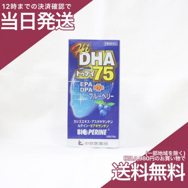 中京医薬品 Hi DHA トゥデイ75 120カプセル DHA含有精製魚油加工