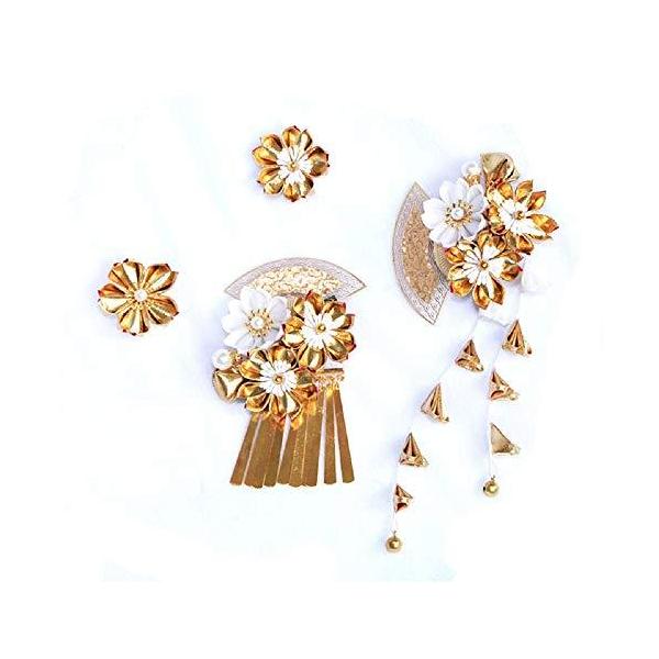 つまみ細工髪飾り ヘアクリップ 花髪飾り 金色 お花 扇子 かんざし ヘアアクセ ゴールド 浴衣髪飾り成人式 振 Buyee Servis Zakupok Tretim Licom Buyee Pokupajte Iz Yaponii