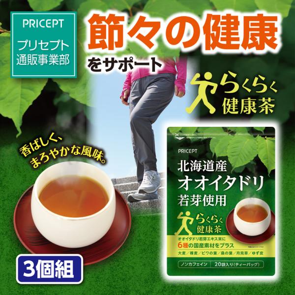 北海道産オオイタドリ若芽使用 らくらく健康茶 20袋入り 3個組 送料