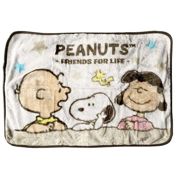 スヌーピー柄の大人も子供も使える、ひざ掛けです。しっかりした厚みで温かく、肌触りもふわふわ！洗濯機で丸洗いもできるので、清潔にお使いいただけます。厚みイメージはサンプルです。サイズ：約W70×H100cm材質：ポリエステル※商品画像と実際の...