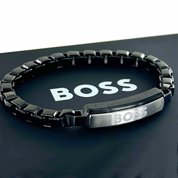 BOSS シルバーカフブレスレット ステンレススチール ブレスレット デボスロゴ BOSS（HUGO BOSS） ヒューゴ ボス ブレスレット メンズ