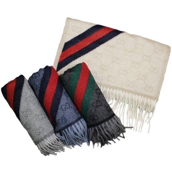 GUCCI ラッピング袋つき グッチ ウール マフラー メンズ