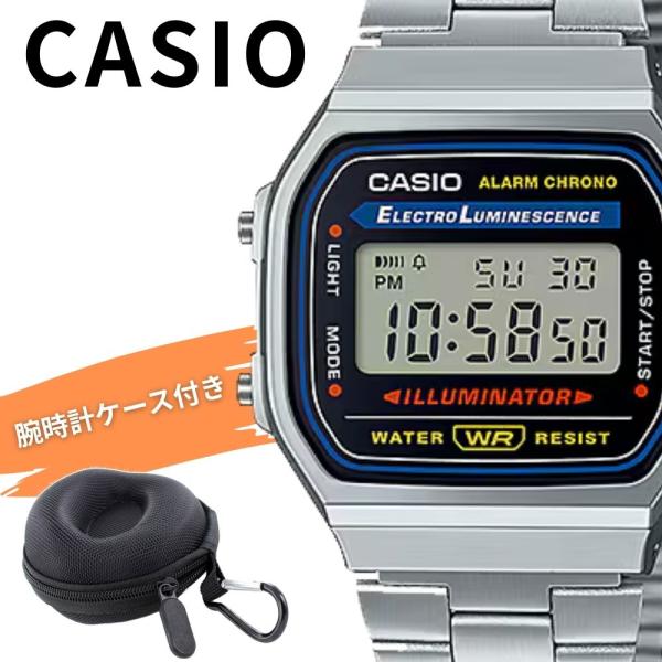 ケース付き カシオ 腕時計 メンズ デジタル シンプル 海外モデル プレゼント A168WA-1W 爆買 成人 卒業 入学