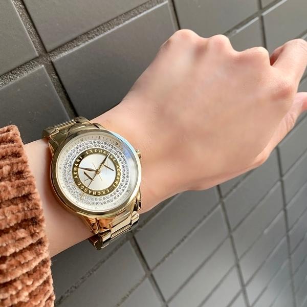 アルマーニエクスチェンジ レディース クリスタル 35mm ゴールド