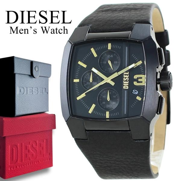 Diezel［ディーゼル］クロノグラフ　カジュアルメンズウォッチ　難あり ディーゼル（DIESEL） メンズクロノグラフ・レザー腕時計】人気
