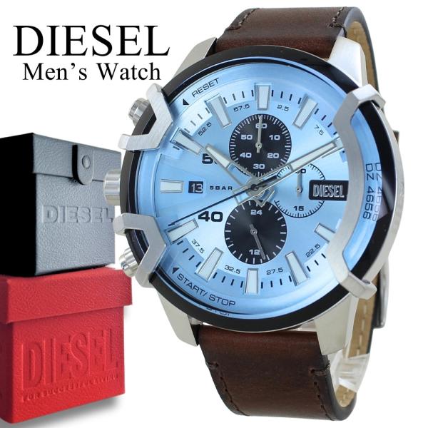 ディーゼル 左リューズ 腕時計 メンズ 右手 レザーベルト おしゃれ  