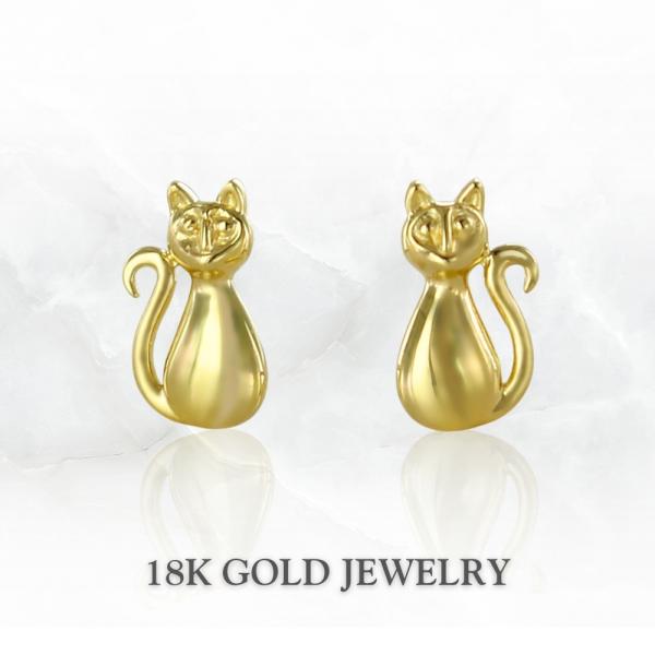 シ*ー様 ネコ？　k18ピアス K18 18金 猫ピアス ねこモチーフ レディース 両耳ピアス 可愛い 誕生日