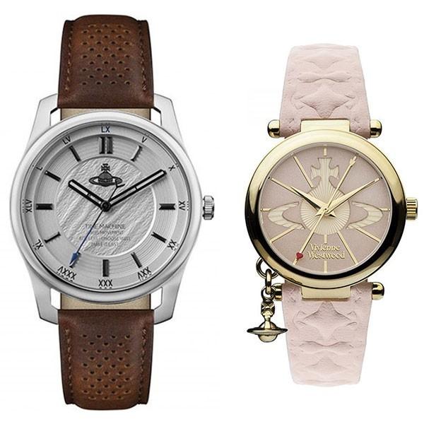 帯電防止処理加工 ヴィヴィアン ウエストウッド ペアウォッチ ブラウン