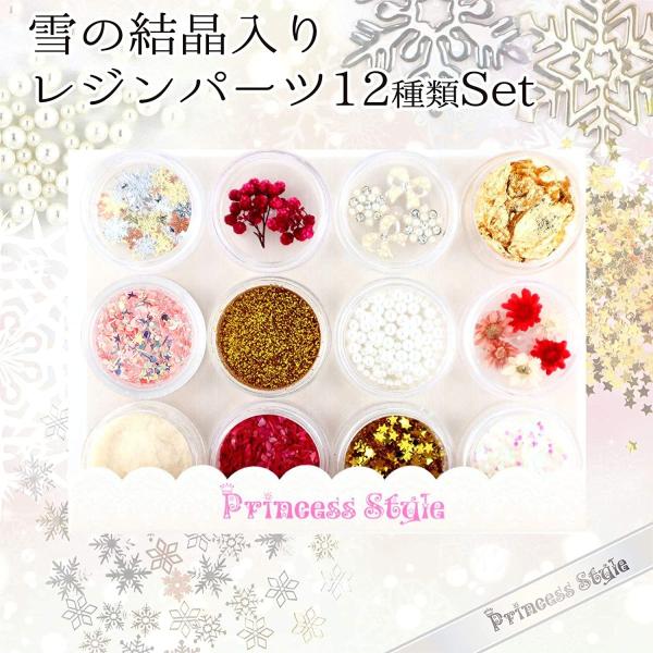 レジンパーツ 雪の結晶入り レジン 材料 12種類セット