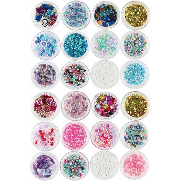 シャカシャカ シェイカーモールド用 封入パーツ 24個セット (ブルー＆ピンク系)  ネイル レジン 用