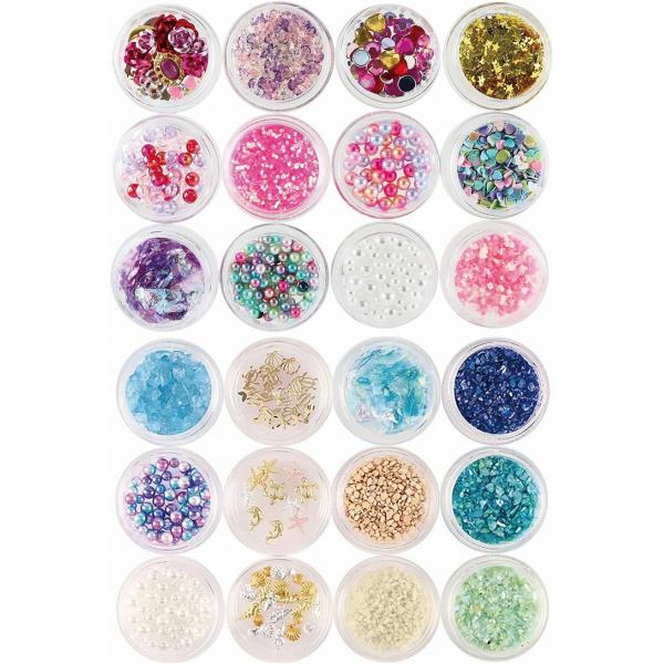 シャカシャカ ネイル レジン 材料 封入パーツ 24個セット (ピンク＆マリン)  【 UVレジン レジンクラフト レジン封入 素材 アクセサリー パーツ 封入パーツ  】