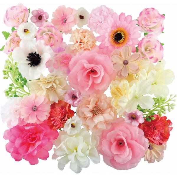 造花 花材 材料 フェイクフラワー 花のみ デコレーション バラ ガーベラ あじさい デイジー ハンドメイド セレクション ピンク系