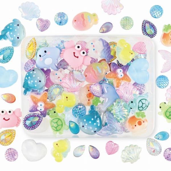 デコパーツ 貼り付けパーツ ミックス マリン【プラパーツ アクリルパーツ 樹脂パーツ チャーム ジュエリーパーツ ヘアアクセサリーパーツ トレカデコ 】