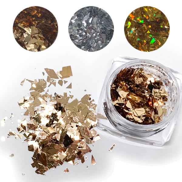 ネイル 乱切り ホロ ホログラム ラメ グリッター シルバー ブロンズ