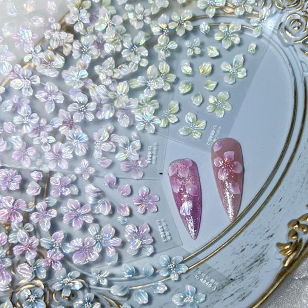 3Dエンボス加工 フラワー 桜 花柄 ネイルステッカー シール 立体 質感 立体 セルフ アート
