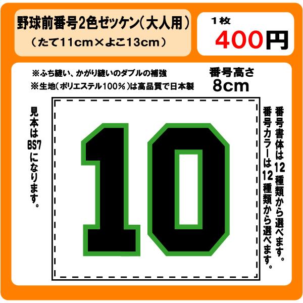 野球　前番号　2色　ゼッケン　（大人用）　昇華プリント　W13ｃm×H11ｃm　ぜっけん
