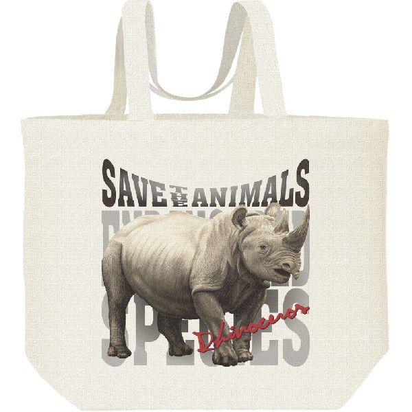 犀 さい 絶滅危惧動物 サイ キャンバスバッグ L エコバッグ Bl126 Myds 通販 Yahoo ショッピング
