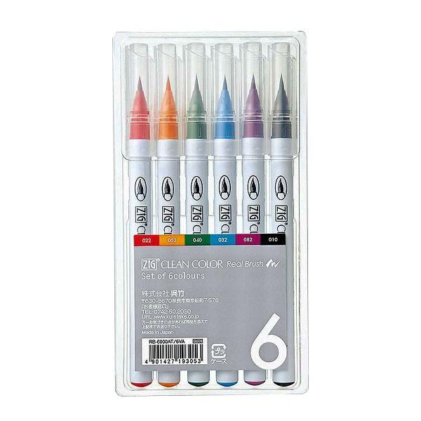 ���| Kuretake ZIG�N���[���J���[���A���u���b�V�� 6�F�Z�b�g RB-6000AT/6VA