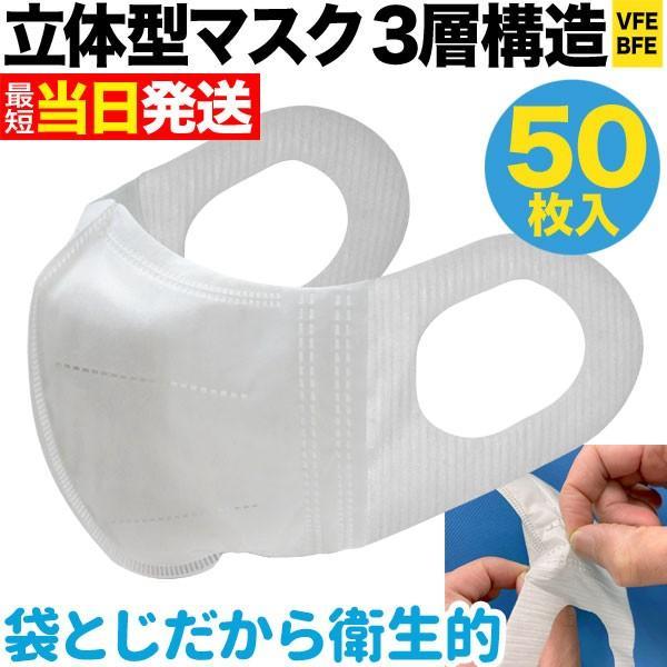 立体型マスク 耳が痛くない 三層フィルター VFE BFE 普通サイズ 不織布