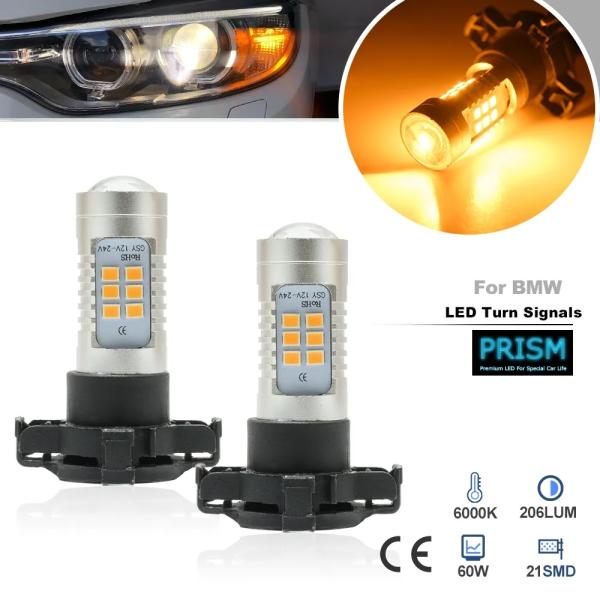 BMW M3 E90 セダン LED ウインカー HIDヘッドライト仕様車 フロント側対応 簡単交換タイプ キャンセラー付 PY24W 爆光1100LM アンバ