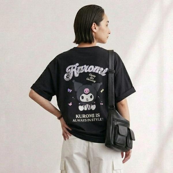 【正規ライセンス】サンリオキャラクターズ KUROMI クロミ 半袖ビッグTシャツ レディース ブラック
