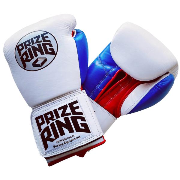 PRIZE RING プライズリング ボクシンググローブ "Protraining" 本革製 シャインブルー／シルバー 14oz 格闘技