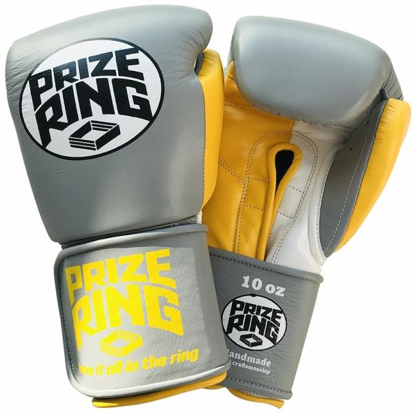 PRIZE RING プライズリング ボクシンググローブ "Protraining" 本革製 シャインブルー／シルバー 14oz 格闘技