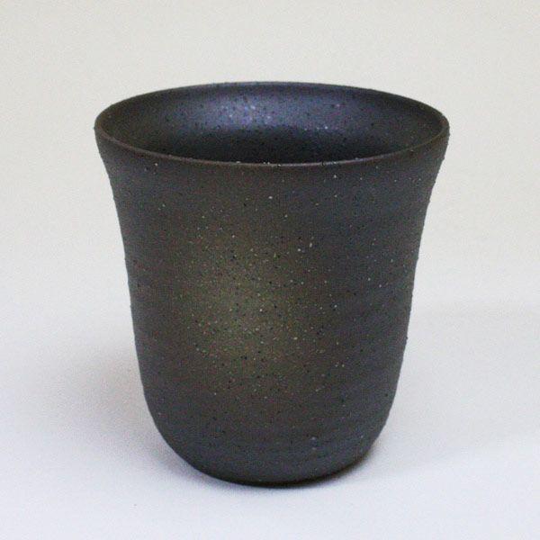 焼酎カップ 陶器 二重構造 鉄砂 美濃焼 フリーカップ グラス