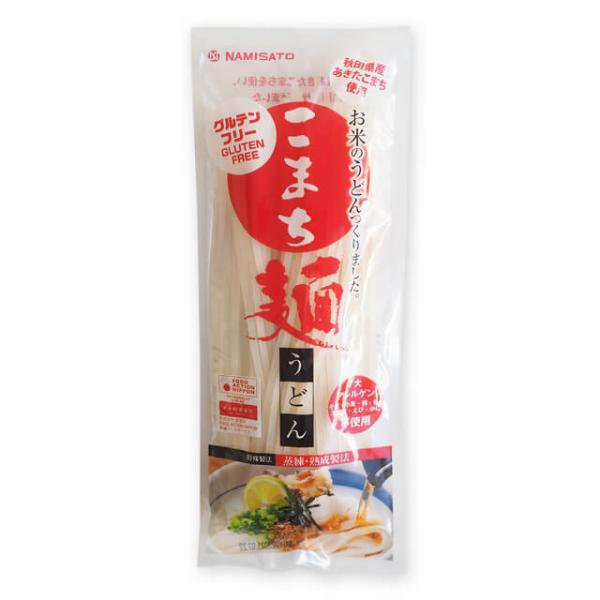 秋田県産あきたこまちを使い、半生麺に仕上げました。国産米粉使用、小麦不使用の米粉麺です。コシが強く、もちもちの食感が味わえます。7大アレルゲン（そば・小麦・卵・乳・落花生・えび・かに）不使用。