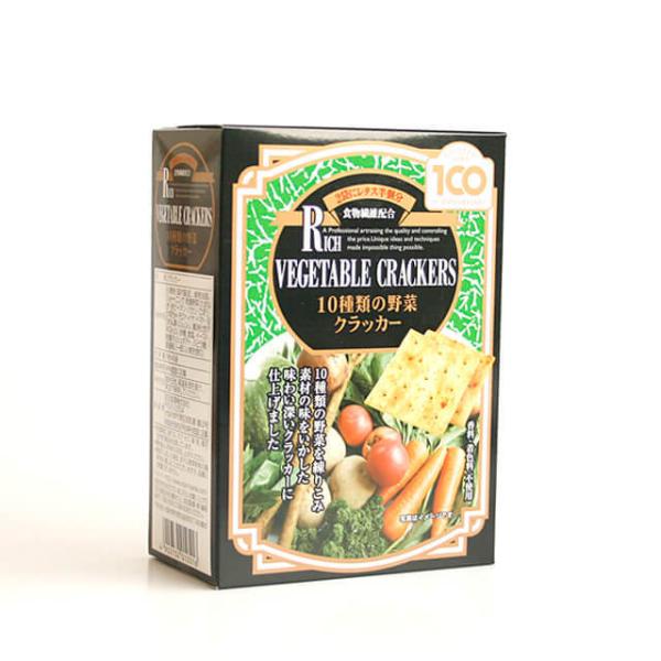 ■10種類の野菜を練り込み、素材の味をいかした味わい深いクラッカーに仕上げました。※香料・着色料不使用【開発者から一言】「少しでも多くの野菜を手軽に食べていただきたい！」「野菜本来の味をお届けしたい！」という想いから誕生したクラッカー。10...