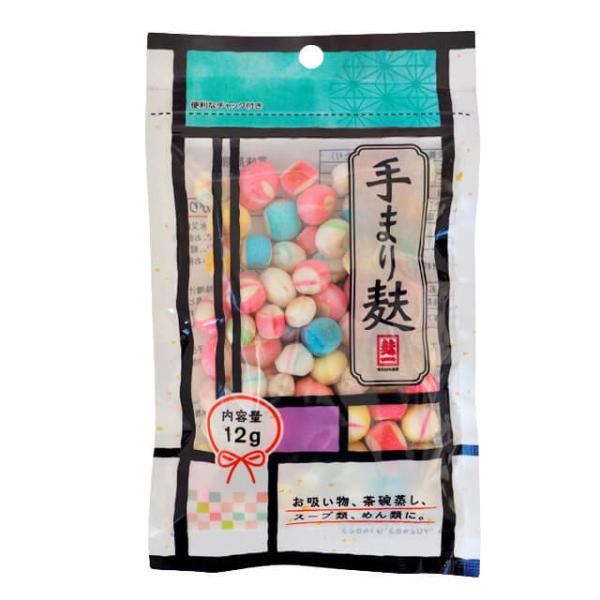 ス−プ類、茶碗蒸し、おせち料理、お雑煮に、さらにお料理の彩り等にお使いいただける飾り麸です。小粒でかわいらしいお麸が、お料理をより華やかに演出してくれるため、お祝いごとの食卓などにオススメです。 【上手な召し上がり方】あらかじめ水又はぬるま...