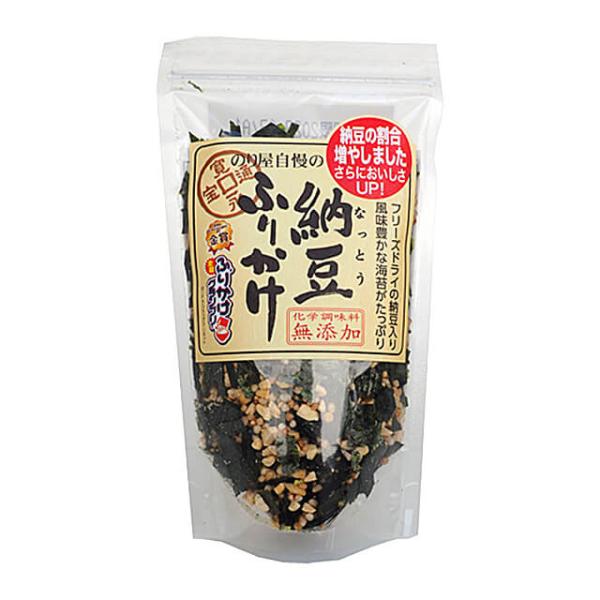 「全国ふりかけグランプリ2015」のドライ部門で金賞を獲得した化学調味料無添加の納豆ふりかけです。フリーズドライ加工のひきわり納豆と風味豊かな海苔をたっぷりと使用しています。口に含むと納豆特有の粘りと香りが楽しめます。サクサクした食感とご飯...